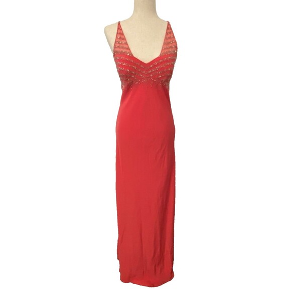CACHE Size 6 PINK Beaded Long Gown Evening Formal Prom Dress Sleeveless Maxi - Picture 1 of 12